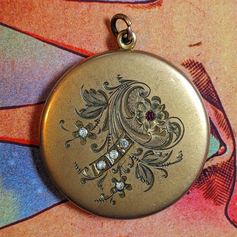 Antique Locket RBM Atrice Medallion GF Locket 1874-Victorian/Gold Filled/Pendant